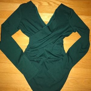 Green v-cut bodysuit